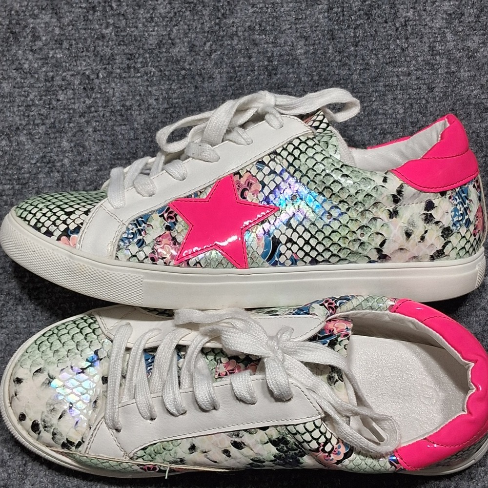 Nature Breeze Snake Skin Fashion Sneakers Womens Size 8 Pink Iridescent - Picture 4 of 9